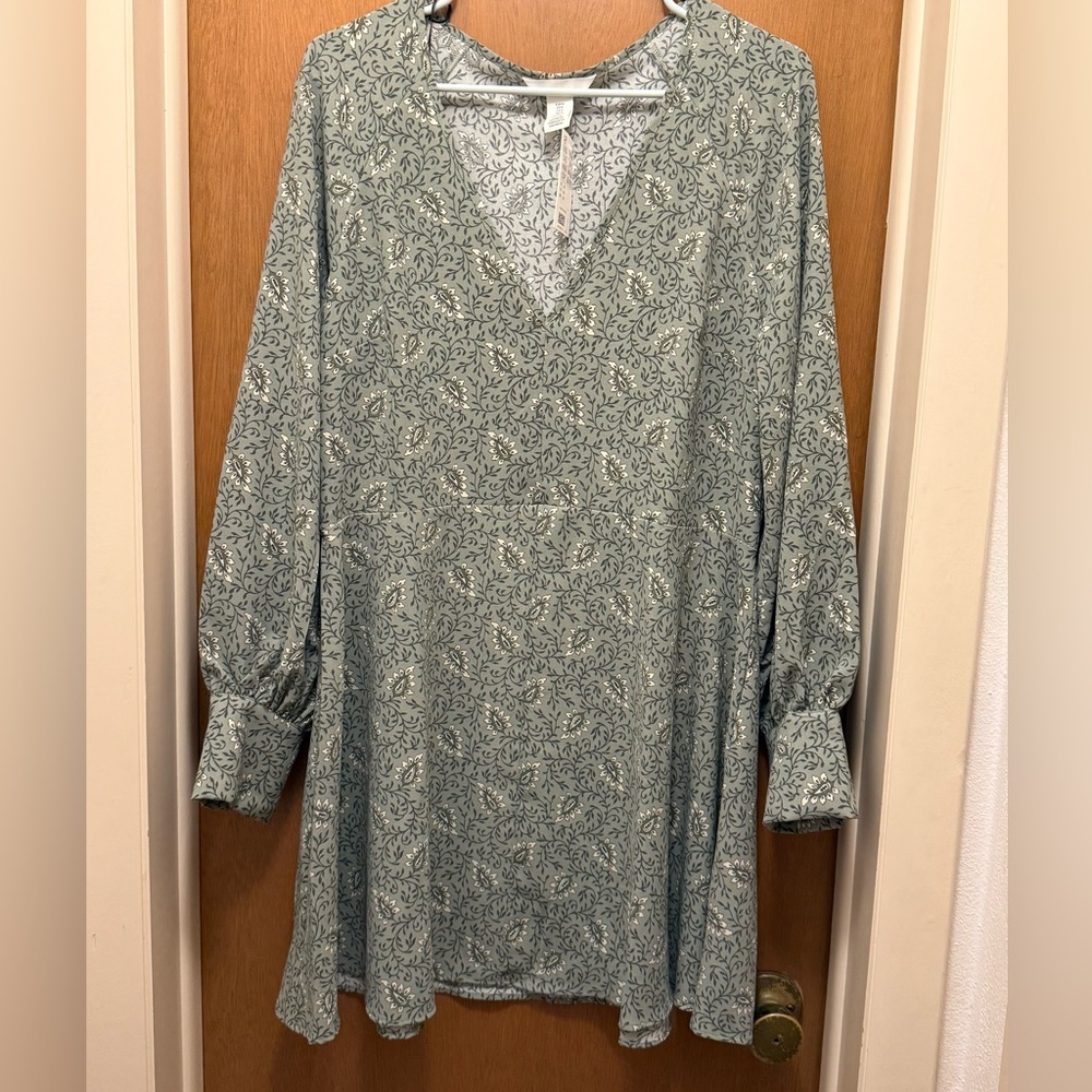 NWT H&M paisley green mini dress